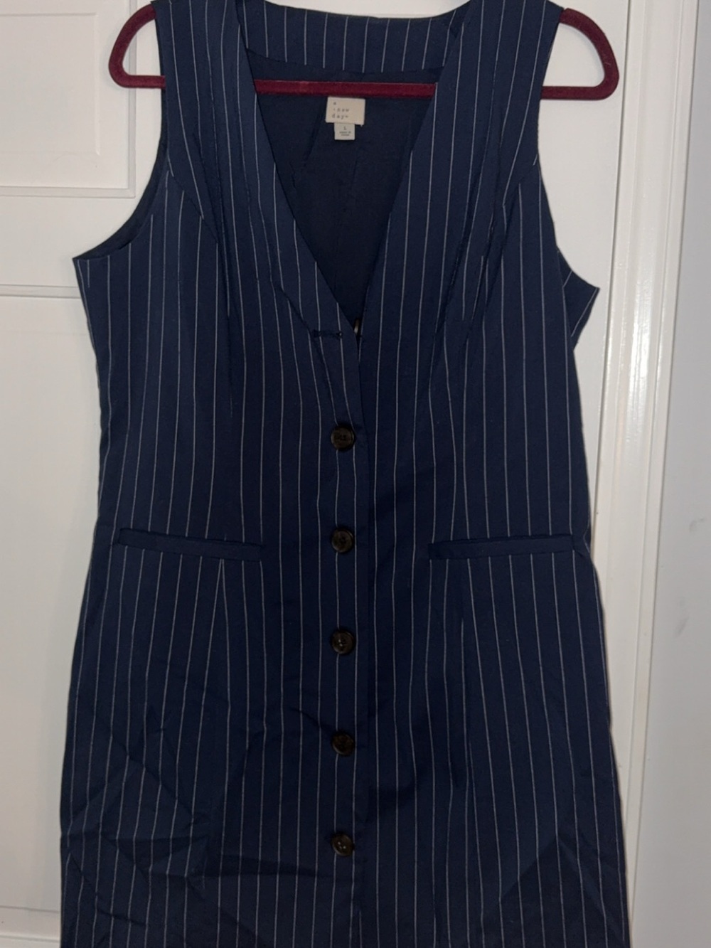 Target Navy Pinstripe Button-Front Mini Dress